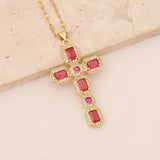 Zircon Cross Pendant Necklace Stainless Steel Short Necklaces