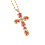 Zircon Cross Pendant Necklace Stainless Steel Short Necklaces