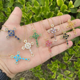 Crystal Zircon Cross Pendant Necklace for Women