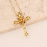Crystal Zircon Cross Pendant Necklace for Women