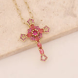 Crystal Zircon Cross Pendant Necklace for Women