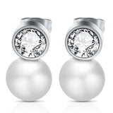 Crystal Zircon Earring Gold-Color Pearl Wedding Earrings