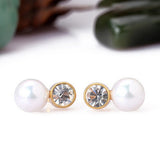 Crystal Zircon Earring Gold-Color Pearl Wedding Earrings