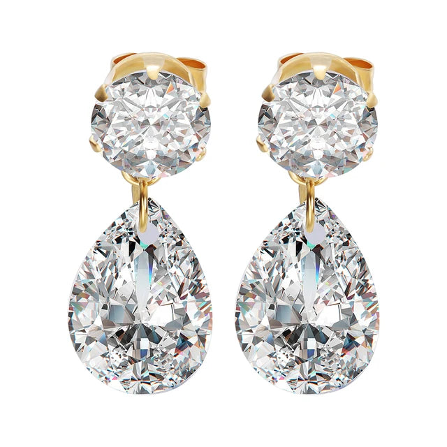 Crystal Zircon Earring Gold-Color Pearl Wedding Earrings