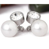 Crystal Zircon Earring Gold-Color Pearl Wedding Earrings