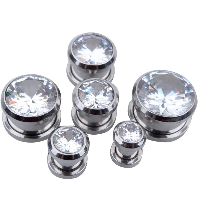 Zircon Flesh Tunnel Plug Ear Piercing Gauge Expander Jewelry Zirconia Earring