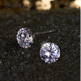 Crystal Zircon 925 Silver Stud Earrings Women's Jewelry