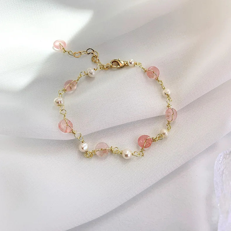 Fresh Crystal Beads Pearl Bracelet for Bestie Birthday