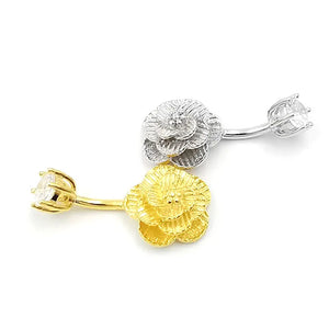 CZ Flower Belly Ring Navel Piercing 925 Silver Women Sexy Jewelry