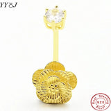 CZ Flower Belly Ring Navel Piercing 925 Silver Women Sexy Jewelry