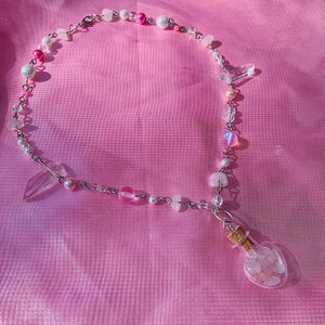 Love Potion Rose Necklace Crystal Drop Fairy Witch Core