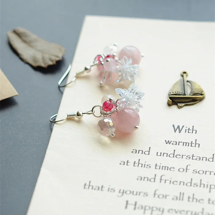 Korean Crystal Earrings & Necklace Set