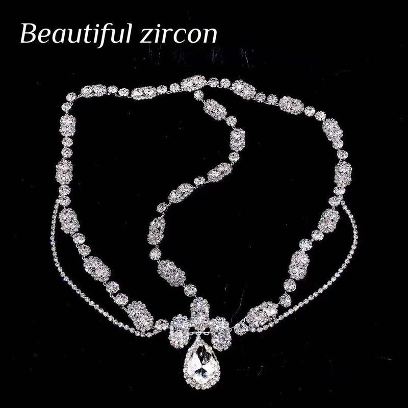 Crystal Forehead Bridal Hair Chain Headdress Rhinestone Wedding Jewelry