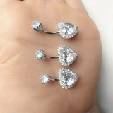 Crystal Heart 925 Silver Belly Piercing Navel Jewelry for Women