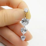 Crystal Heart Belly Button Ring 925 Silver Navel Piercing Jewelry