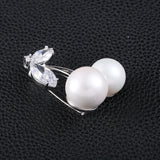 Crystal Pearl Cherry Brooch and Silk Scarf Buckle