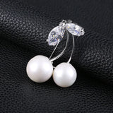 Crystal Pearl Cherry Brooch and Silk Scarf Buckle