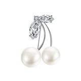 Crystal Pearl Cherry Brooch and Silk Scarf Buckle