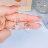 Crystal Ice Flower Bow Earrings, Sweet Zircon South Korea Earrings