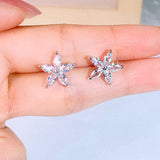 Crystal Ice Flower Bow Earrings, Sweet Zircon South Korea Earrings