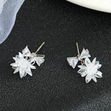Crystal Ice Flower Bow Earrings, Sweet Zircon South Korea Earrings