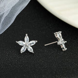 Crystal Ice Flower Bow Earrings, Sweet Zircon South Korea Earrings