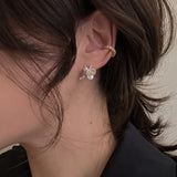 Crystal Shell Flower Stud Earrings Zircon Pearl Earrings