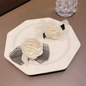 Crystal-studded Flower Bow Hair Ring Retro Hairpin Hair Accessories