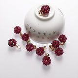 Natural Garnet Pendant - Crystal Ball Woven Pendant