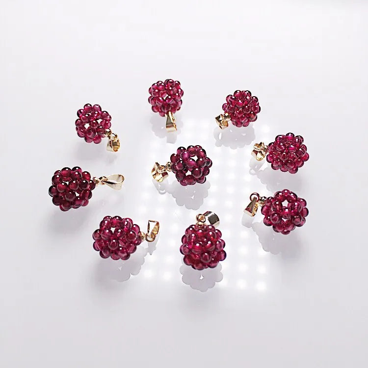 Natural Garnet Pendant - Crystal Ball Woven Pendant