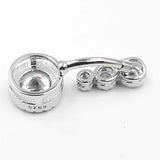 Crystal Zircon Belly Navel Bar Ring 925 Silver for Women Body Piercing