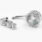 Crystal Zircon Belly Navel Bar Ring 925 Silver for Women Body Piercing