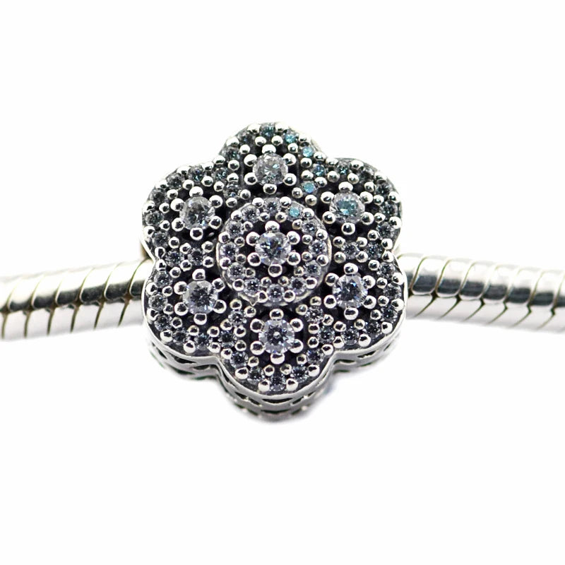 Clear CZ Charm 925 Silver Beads For Jewelry Making
