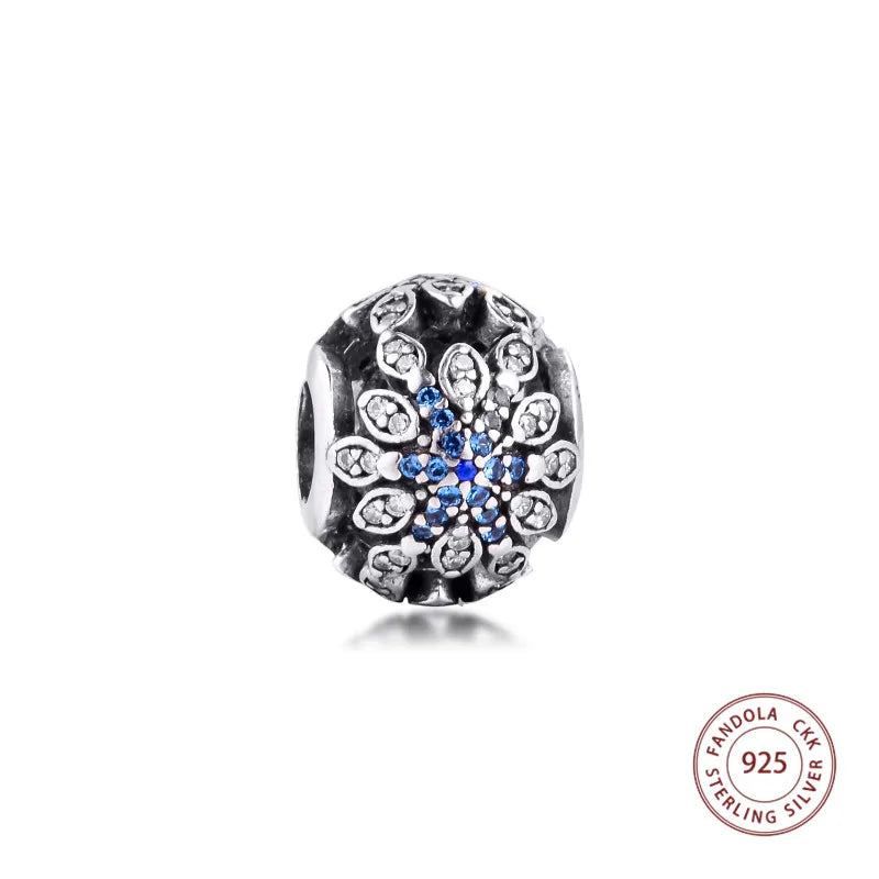 Crystal Snowflake Charms 925 Silver Beads for Bracelets