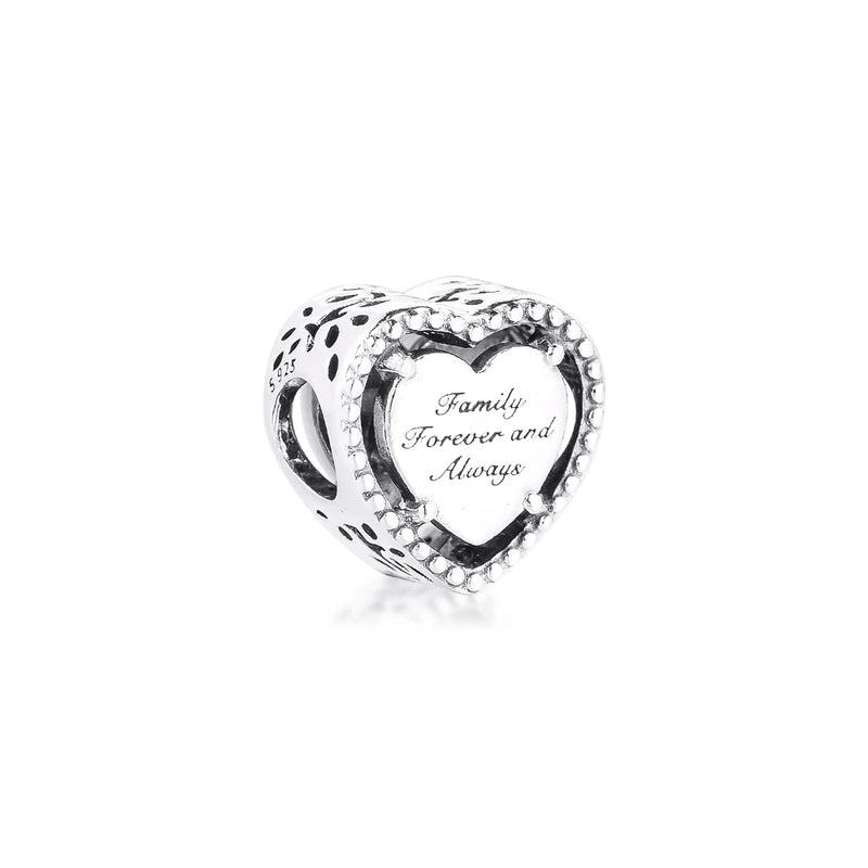 925 Silver DIY Beads Family Tree Heart Charm