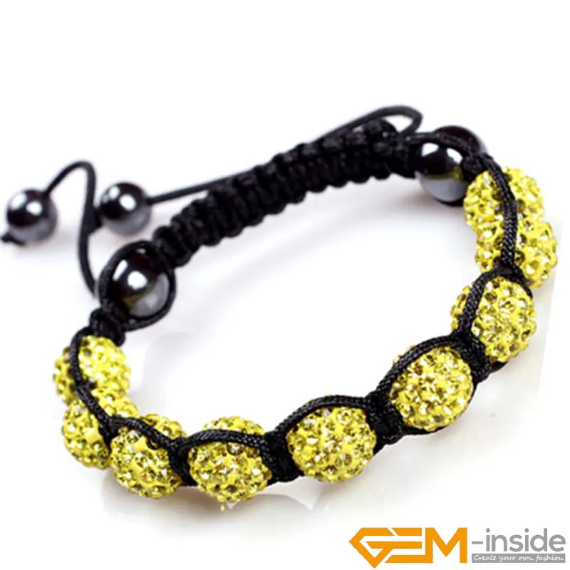 Crystals Bracelet 10mm Micro Pave CZ Disco Ball Beads Bangles