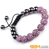 Crystals Bracelet Jewelry For Women 10mm Micro Pave CZ Disco Ball Beads Bangles