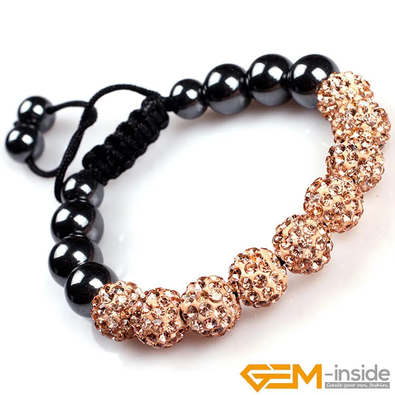 Crystals Bracelet Jewelry For Women 10mm Micro Pave CZ Disco Ball Beads Bangles