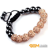 Crystals Bracelet Jewelry For Women 10mm Micro Pave CZ Disco Ball Beads Bangles