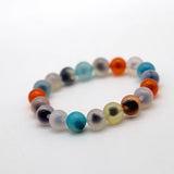 Natural Sugar Heart Agate Bracelet Women Round Beads Fine Jewelry