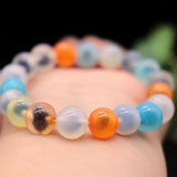 Natural Sugar Heart Agate Bracelet Women Round Beads Fine Jewelry