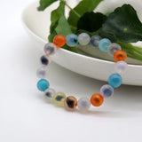 Natural Sugar Heart Agate Bracelet Women Round Beads Fine Jewelry