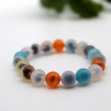Natural Sugar Heart Agate Bracelet Women Round Beads Fine Jewelry