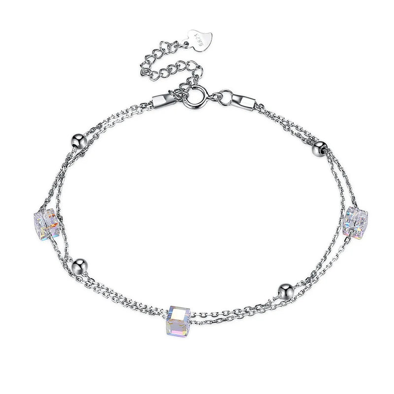 Crystal Cube Beads Square Strand Charm Bracelets for Women
