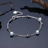 Crystal Cube Beads Square Strand Charm Bracelets for Women