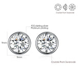 Austria Crystals 925 Silver Round Piercing Earrings Women Stud Wedding