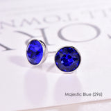 Austria Crystals 925 Silver Round Piercing Earrings Women Stud Wedding