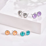 Austria Crystals 925 Silver Round Piercing Earrings Women Stud Wedding