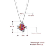 Austrian Crystals Fish Pendant Pisces Necklace S925 Silver Jewelry