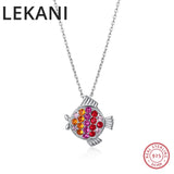 Austrian Crystals Fish Pendant Pisces Necklace S925 Silver Jewelry